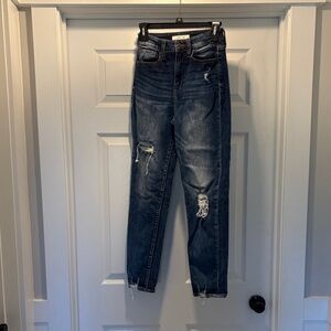 High Rise Distressed Blue Jeans